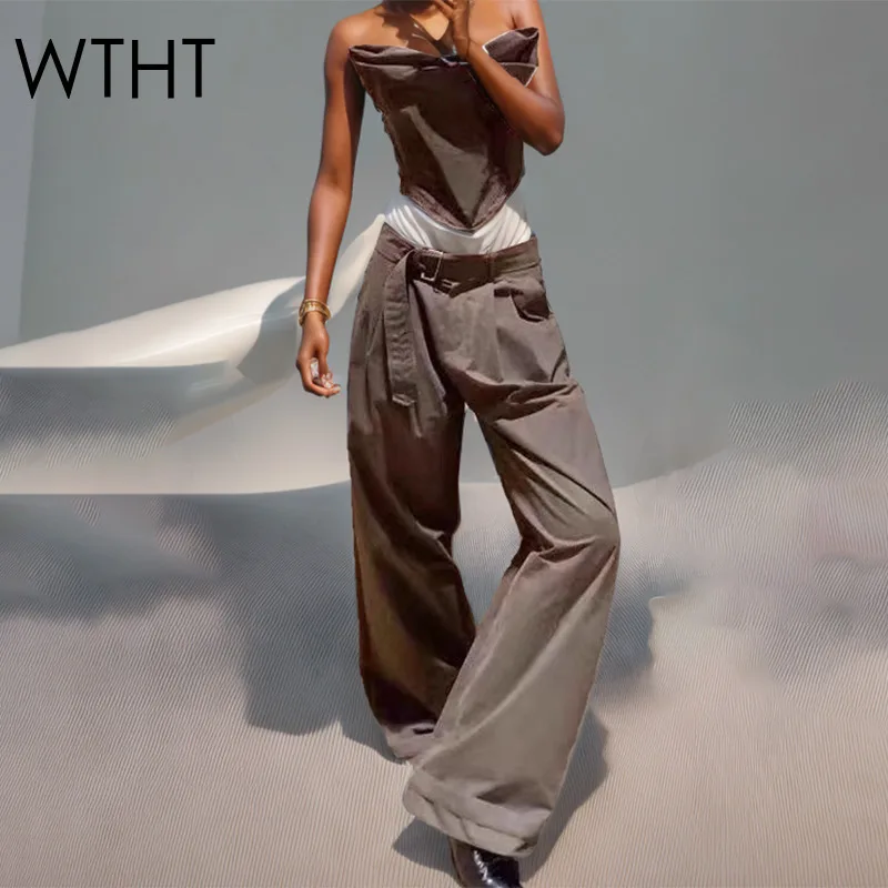 WTHT Fashion New Women's Wrinlkled Strapless Tops High Waist Wide Leg Straight Casual Pants Female 2025 Summer 1LS1399
WTHT Fashion New Women's Wrinlkled Strapless Tops High Waist Wide Leg Straight Casual Pants Female 2025 Summer 1LS1399
