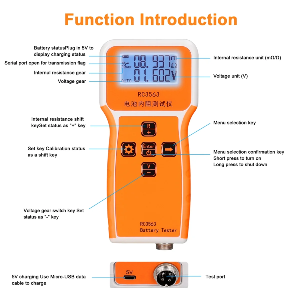B66C RC3563 Battery Voltage Internal Resistance Tester Trithium Lithium Iron Phosphate 18650 Battery Tester,Tester Probe Clip
B66C RC3563 Battery Voltage Internal Resistance Tester Trithium Lithium Iron Phosphate 18650 Battery Tester,Tester Probe Clip