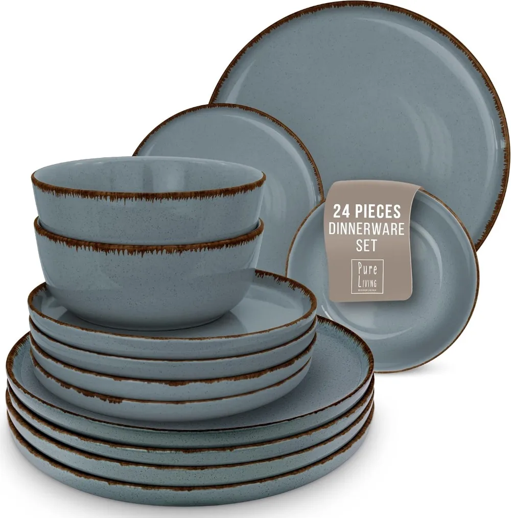 Stoneware dinnerware set 8 persons Rustic 24 pcs - Rustic design dinnerware set, dishwasher safe - Bowl and plate set - Pure
Stoneware dinnerware set 8 persons Rustic 24 pcs - Rustic design dinnerware set, dishwasher safe - Bowl and plate set - Pure