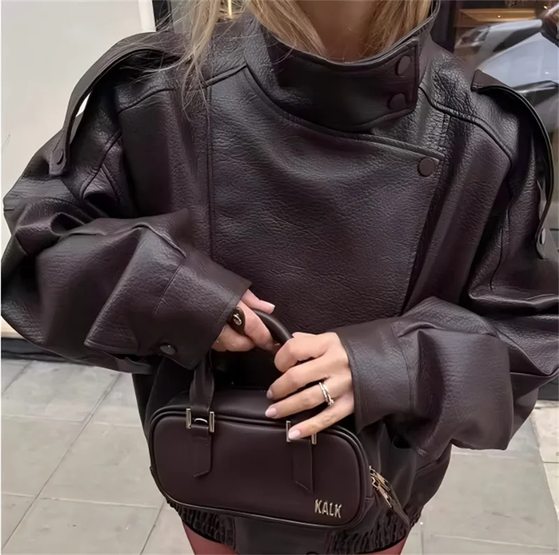 Women's Jacket 2026 New Fashion Autumn Black Long Sleeve Pebble Faux Leather Jacket Motorcycle Style Personality Ladies Jacket
Women's Jacket 2026 New Fashion Autumn Black Long Sleeve Pebble Faux Leather Jacket Motorcycle Style Personality Ladies Jacket