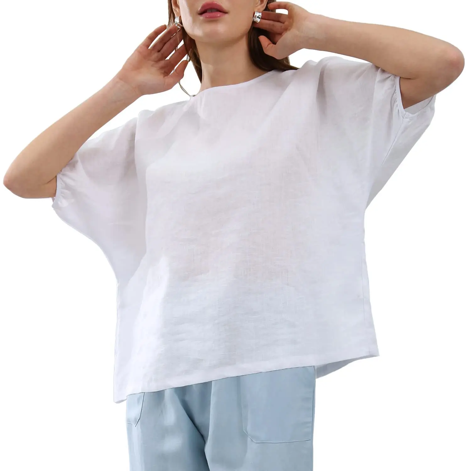 Летняя льняная женская футболка Lantern Sve round Ne, хлопковый льняной топ, трансграничный Sle, художественная модная повседневная одежда
Летняя льняная женская футболка Lantern Sve round Ne, хлопковый льняной топ, трансграничный Sle, художественная модная повседневная одежда