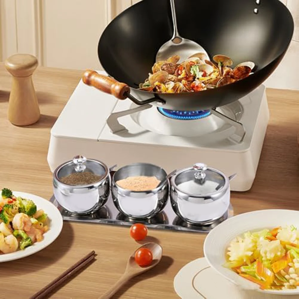 Набор для специй и приправ для кухни: 3-секционная сахарница из нержавеющей стали с ложкой и подносом для подачи сахара, перца и соли
Набор для специй и приправ для кухни: 3-секционная сахарница из нержавеющей стали с ложкой и подносом для подачи сахара, перца и соли