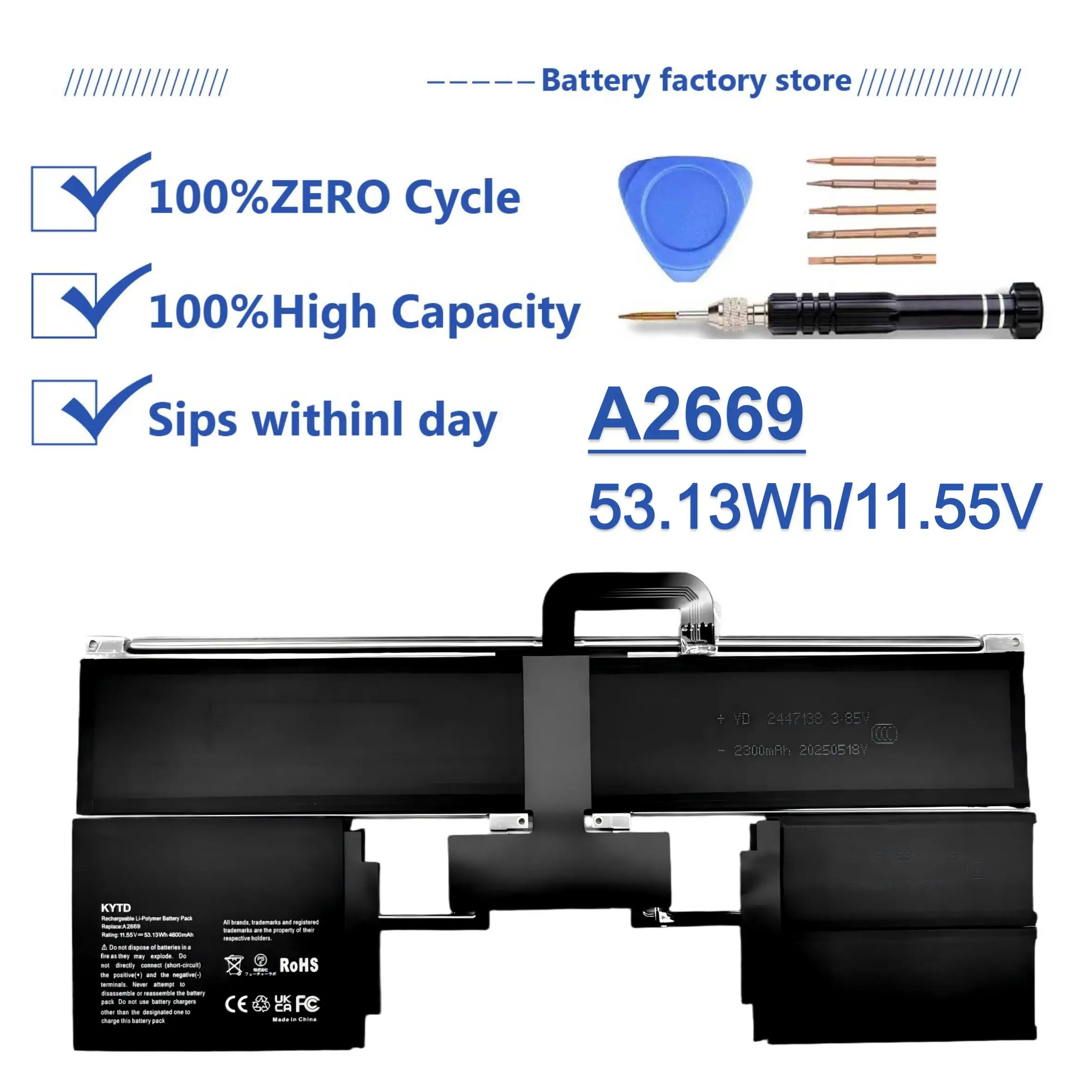 KYTD A2669 A2681 A3113 A3240 battery for MacBook Air[(A2681: 13.6 inch M2 EMC 4074) (A3113: 15 inch M2 EMC 8611)
KYTD A2669 A2681 A3113 A3240 battery for MacBook Air[(A2681: 13.6 inch M2 EMC 4074) (A3113: 15 inch M2 EMC 8611)