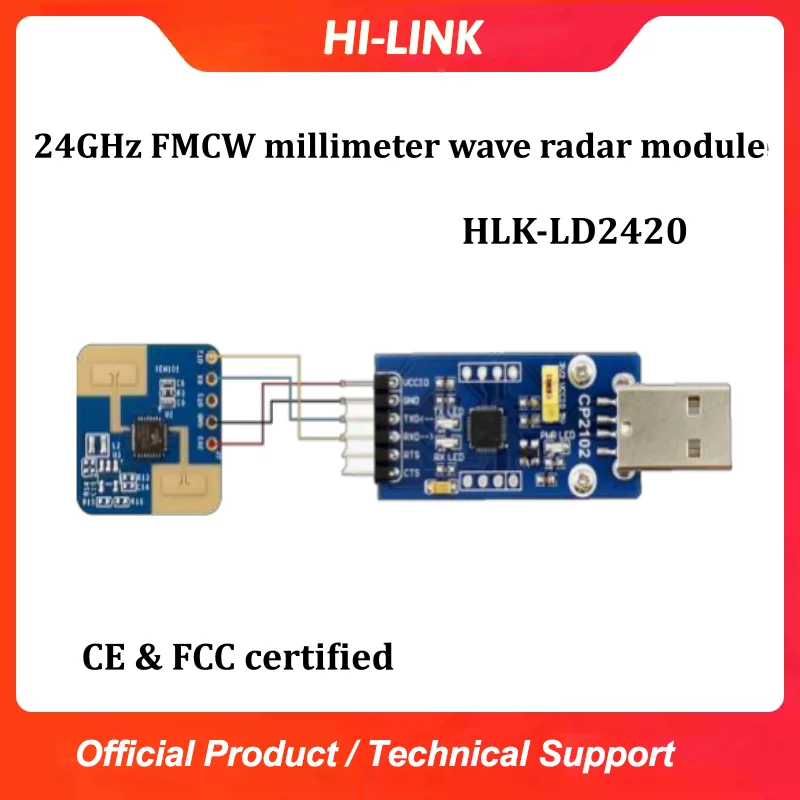 Hi-link 24GHz Radar Module HLK-LD2420 PC Software Configurable FMCW Human Presence Micro-motion Sensing Module