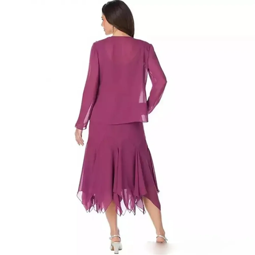 Fuchsia Mother Of The Bride Dresses With Jackets Lace Chiffon Tea Length Mothers Wedding Guests Gowns Vestido De Novia
Fuchsia Mother Of The Bride Dresses With Jackets Lace Chiffon Tea Length Mothers Wedding Guests Gowns Vestido De Novia