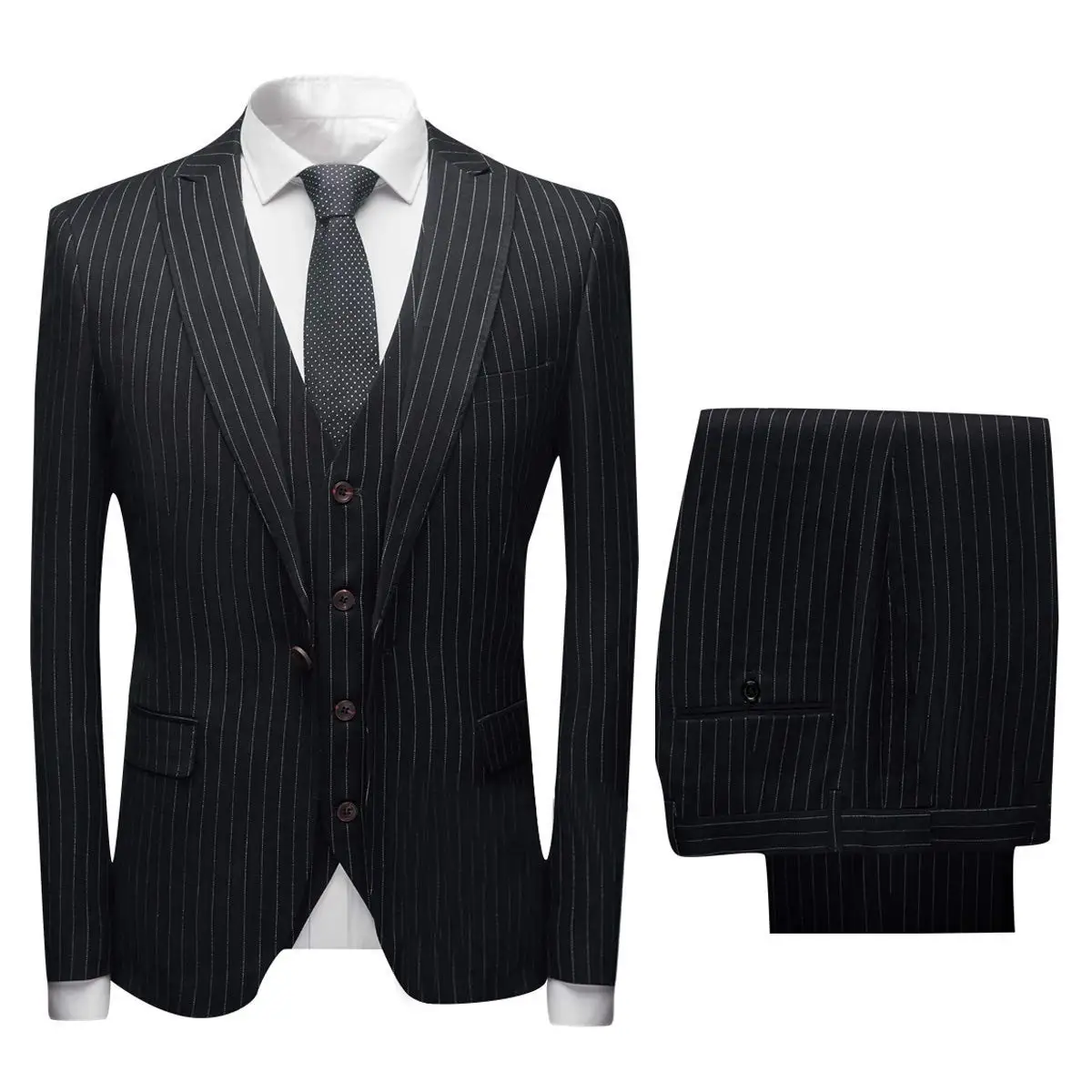 Men's 3 Pieces Stripe Suit Classic Style Formal One Button Jacket Waistcoat Trousers
Men's 3 Pieces Stripe Suit Classic Style Formal One Button Jacket Waistcoat Trousers