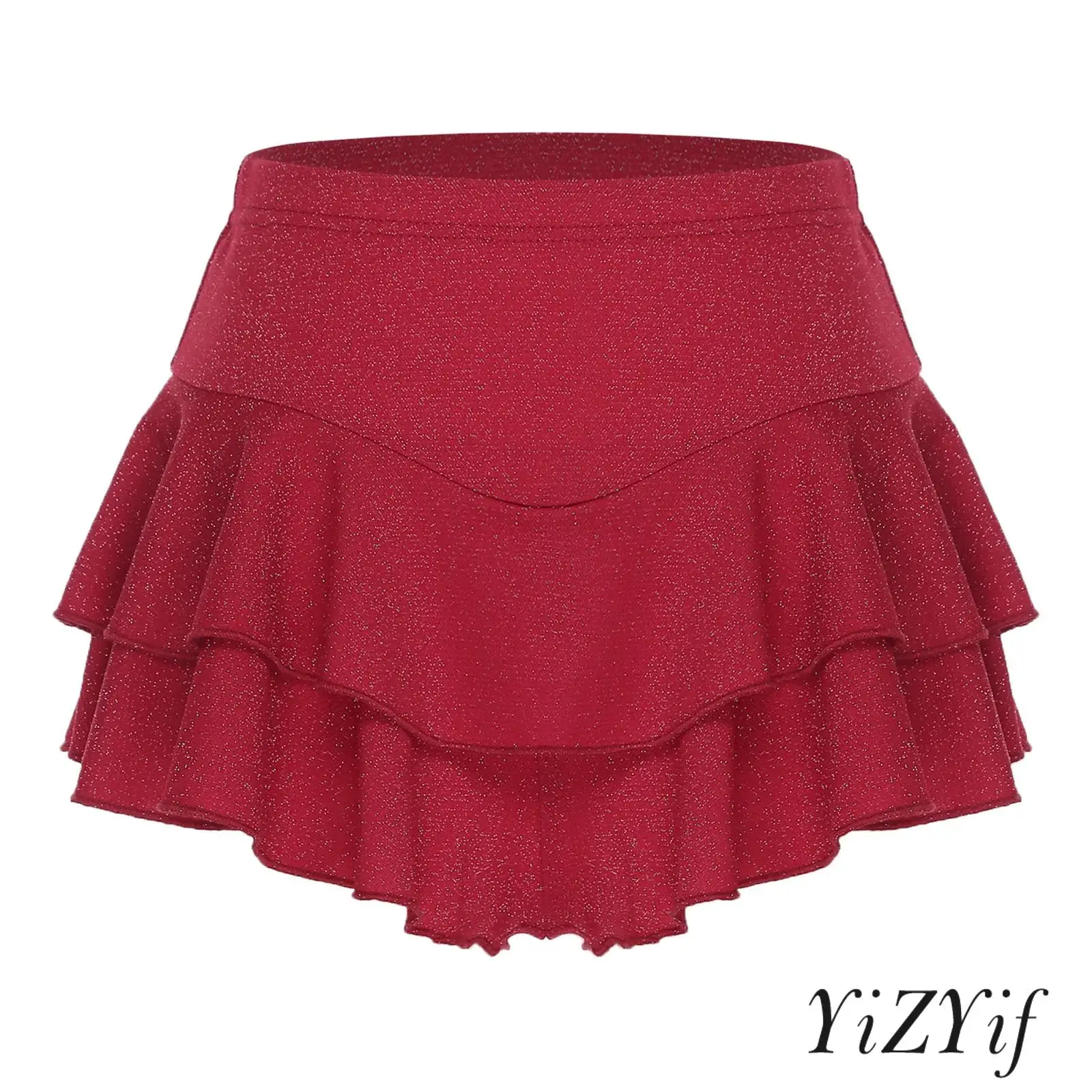 Womens Shimmering Tiered Miniskirt with Built in Briefs Ruffled Hem Elastic Waist Culottes for Belly Latin Dance Stage Shows
Womens Shimmering Tiered Miniskirt with Built in Briefs Ruffled Hem Elastic Waist Culottes for Belly Latin Dance Stage Shows