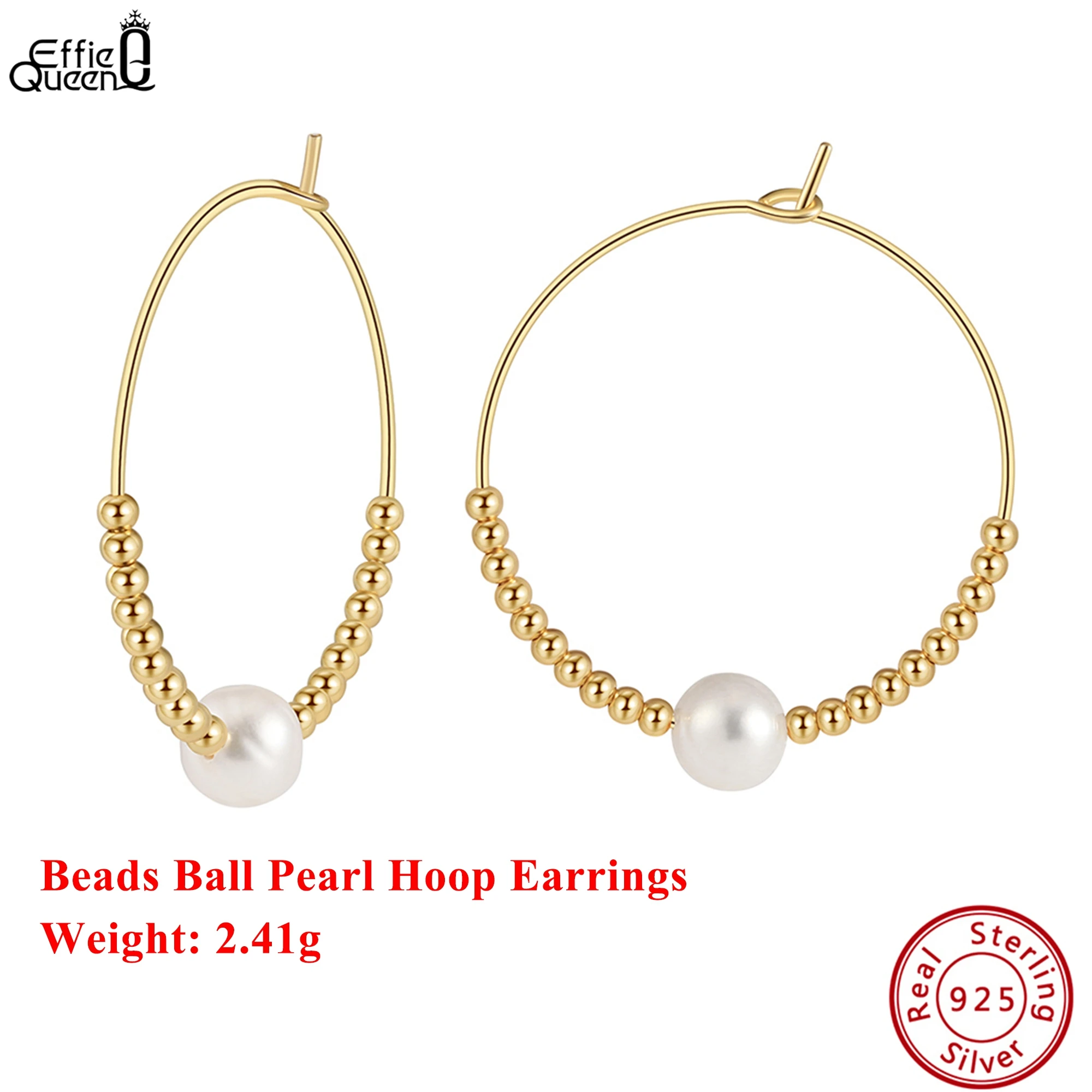 Effie Queen из чистого серебра 925 пробы, 14-каратное золото, бусины, серьги-кольца с жемчугом, модные украшения для женщин, подарок для банкета, вечеринки, ухо GPE79
Effie Queen из чистого серебра 925 пробы, 14-каратное золото, бусины, серьги-кольца с жемчугом, модные украшения для женщин, подарок для банкета, вечеринки, ухо GPE79