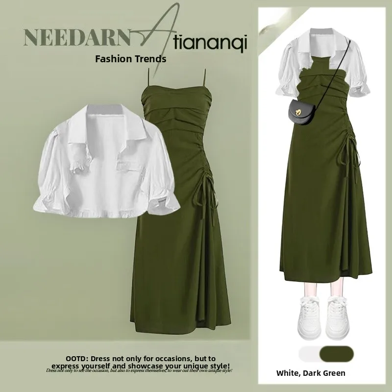 Fashionable Two-Piece Set Women's White Shirt Green Dress Spring 2026 New Arrival Elegant Ensemble Stylish Outfit Ladies' Wear
Fashionable Two-Piece Set Women's White Shirt Green Dress Spring 2026 New Arrival Elegant Ensemble Stylish Outfit Ladies' Wear