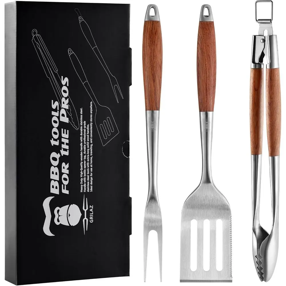Heavy-Duty Rose Wooden BBQ Grilling Tools Set. Extra Thick StainlSteel Multi-unction Spa, ork & Tongs | ential Accories or Barbe
Heavy-Duty Rose Wooden BBQ Grilling Tools Set. Extra Thick StainlSteel Multi-unction Spa, ork & Tongs | ential Accories or Barbe