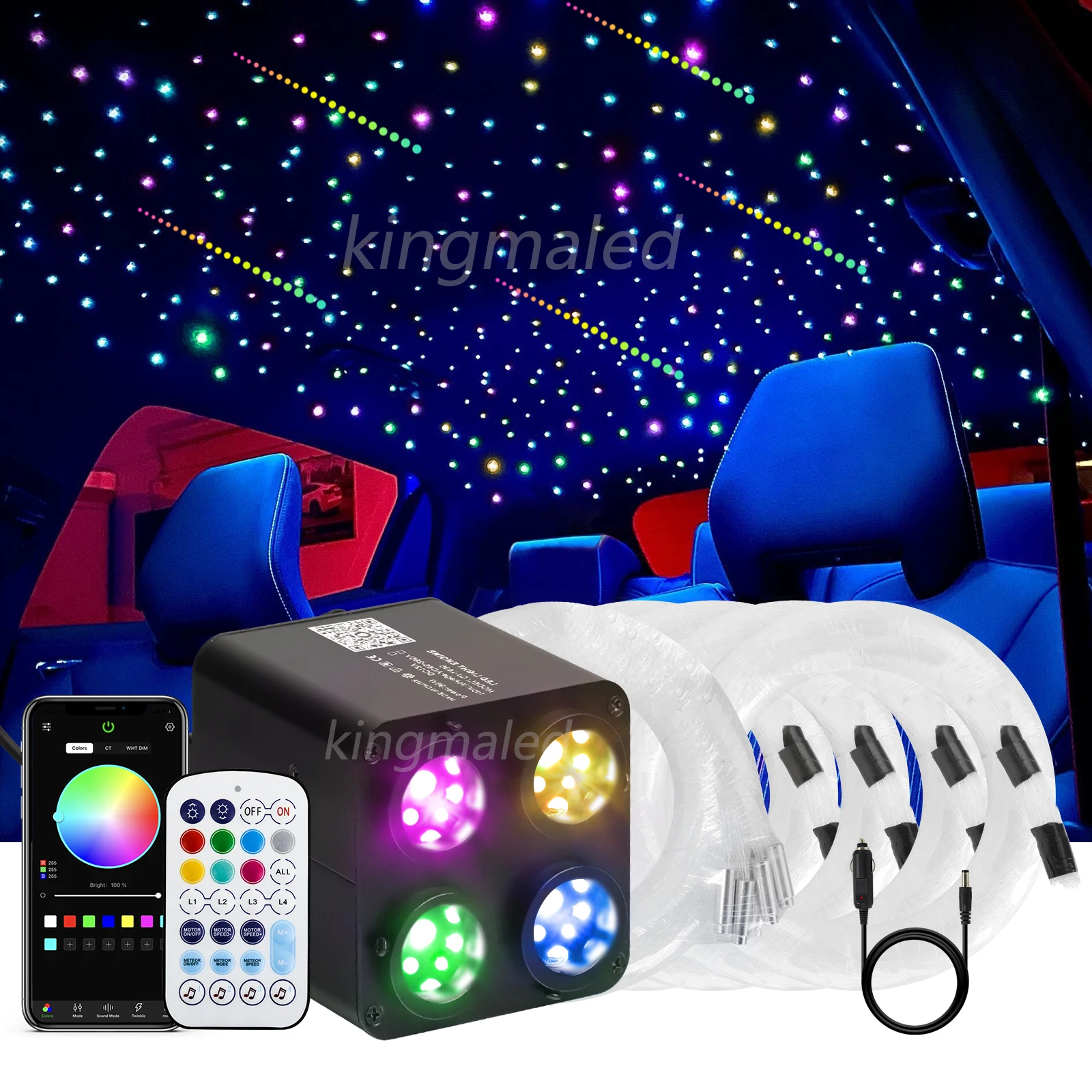 4Port 27W Twinkle RGBW Meteor Fiber Optic Star Ceiling Light Kit Smart APP &Music Controller Car Roof Starry Sky Light
4Port 27W Twinkle RGBW Meteor Fiber Optic Star Ceiling Light Kit Smart APP &Music Controller Car Roof Starry Sky Light
