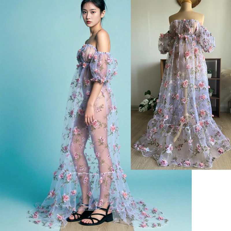 3D Rose Petal Floral Tulle Dress, Floral Maternity Dress For Photoshoot, Boho Floral Gown,baby shower dresses for pregnant woman
3D Rose Petal Floral Tulle Dress, Floral Maternity Dress For Photoshoot, Boho Floral Gown,baby shower dresses for pregnant woman