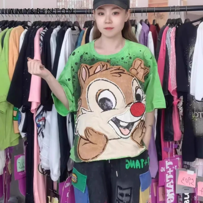2025 Heavy Industry Embroidery Slim Fit Tees Cartoon Average Size Short Sleeved T-shirt Top Pullover O-neck Loose Kawaii Clothes
2025 Heavy Industry Embroidery Slim Fit Tees Cartoon Average Size Short Sleeved T-shirt Top Pullover O-neck Loose Kawaii Clothes