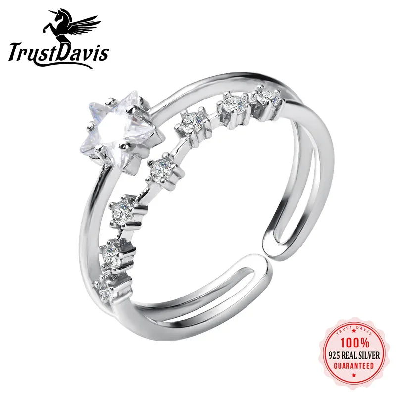 TrustDavis Real 925 Sterling Silver Sweet Double Layer Star Siny CZ Opening Ring For Fashion Women Wedding Ring Jewelry DD918
TrustDavis Real 925 Sterling Silver Sweet Double Layer Star Siny CZ Opening Ring For Fashion Women Wedding Ring Jewelry DD918