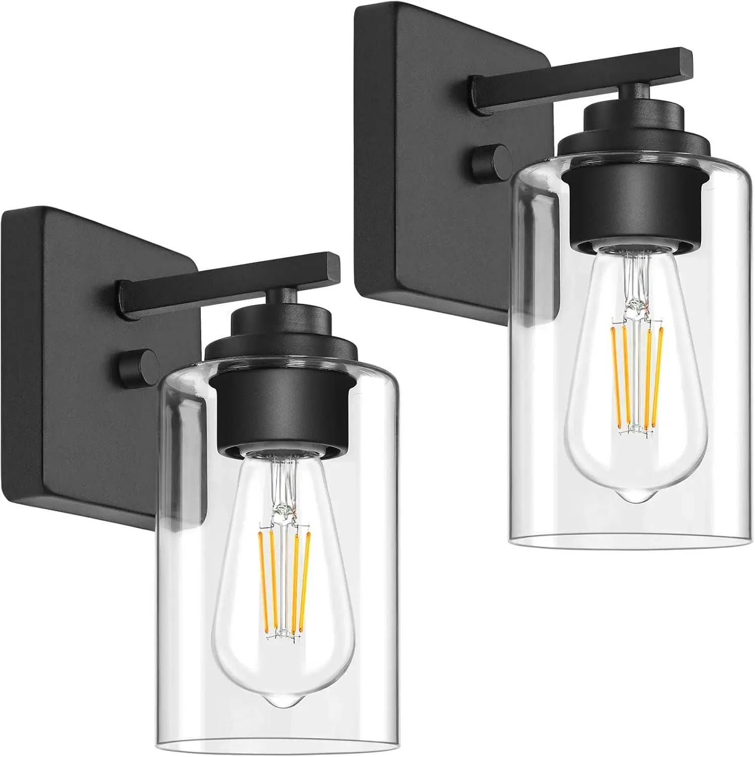 Modern Wall Sconces Set of 2, Matte Black Vanity Lights with Clear Glass Shade for Bathroom Bedroom Hallway
Modern Wall Sconces Set of 2, Matte Black Vanity Lights with Clear Glass Shade for Bathroom Bedroom Hallway
