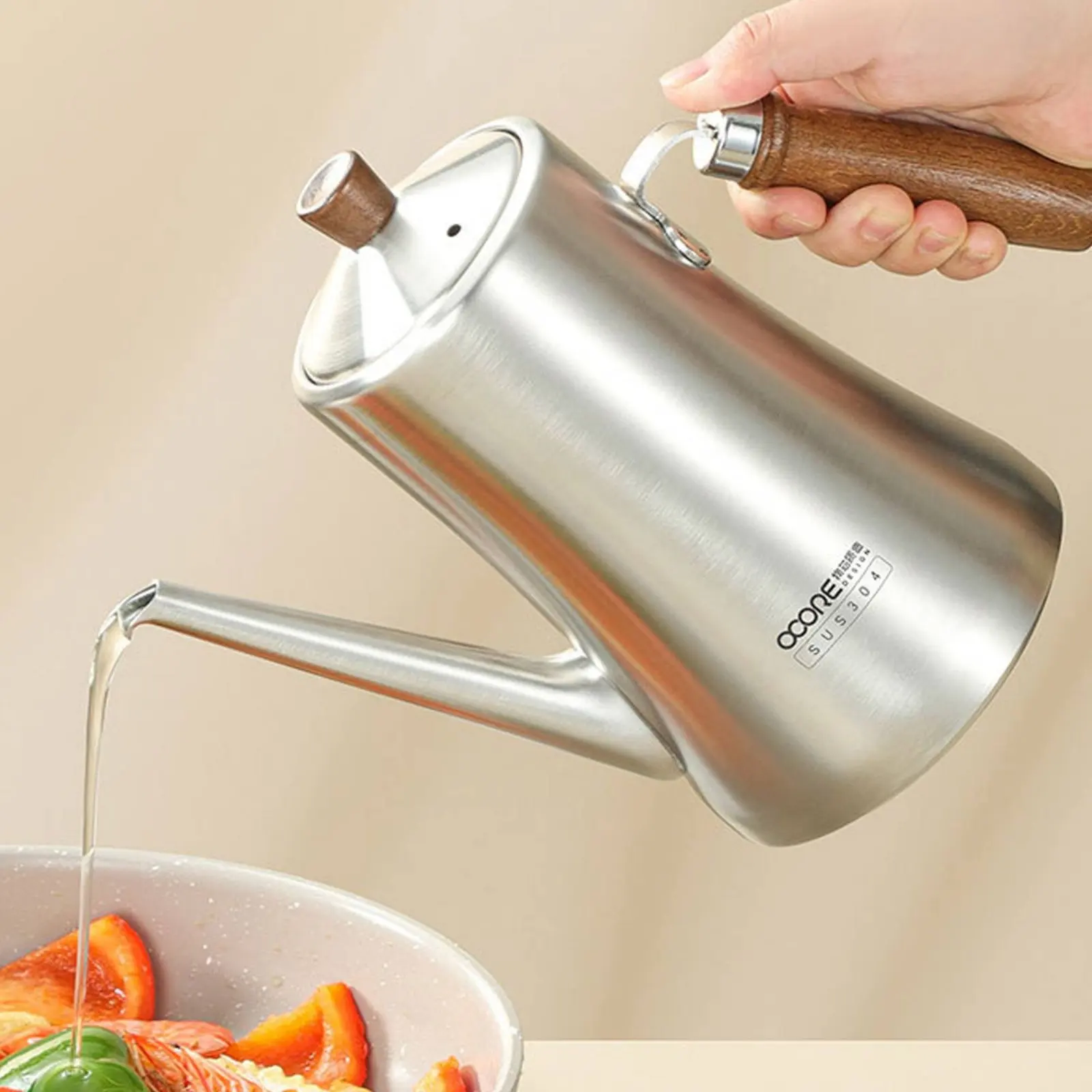 Stainless Steel Oil Pot Mess-Spill-Resistant-Spill-Resistant Spout Oil Strainer Pot Kitchenware Wide Mouth Design Walnut Wood
Stainless Steel Oil Pot Mess-Spill-Resistant-Spill-Resistant Spout Oil Strainer Pot Kitchenware Wide Mouth Design Walnut Wood