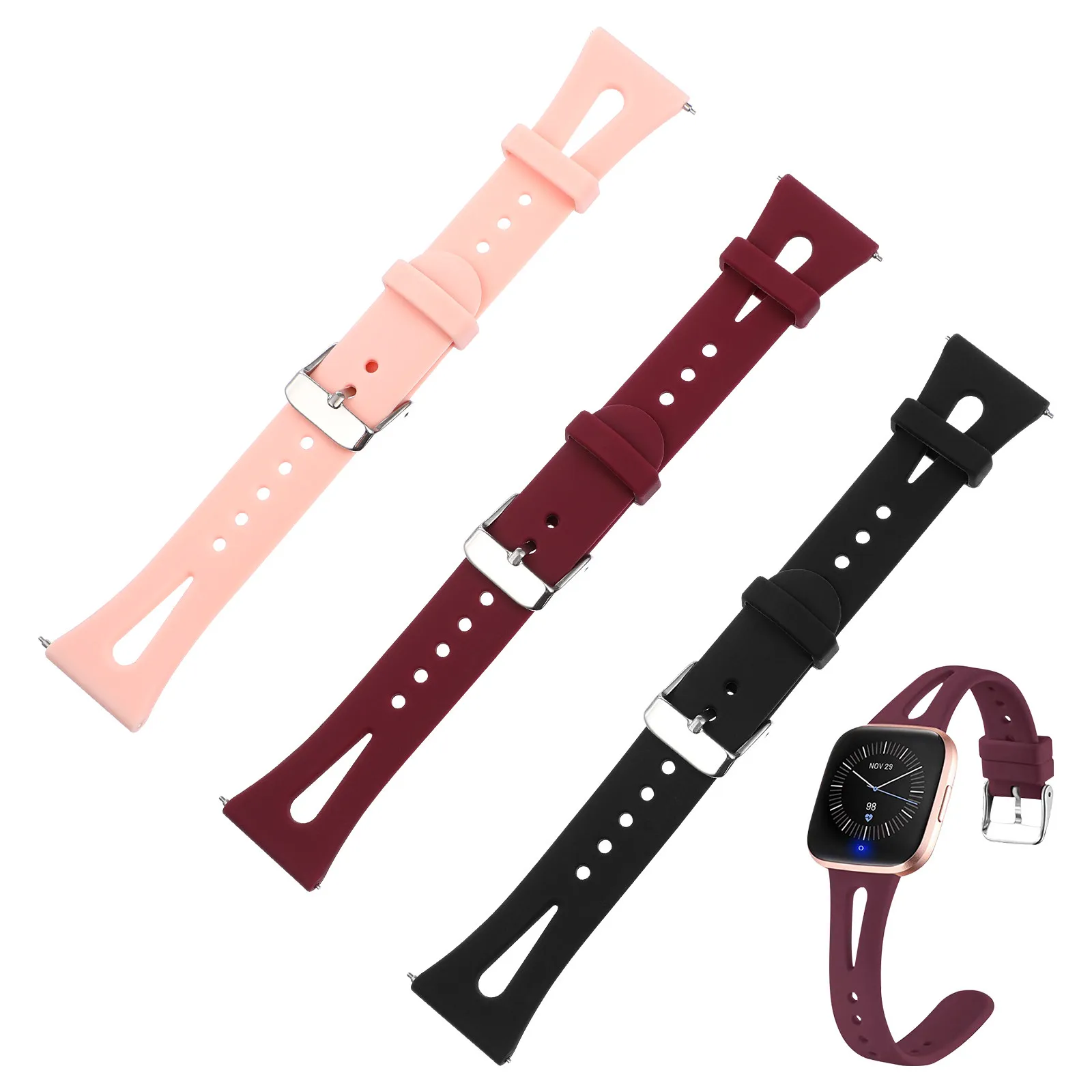 3Pcs Silicone Watch Straps Breathable Hollow Design Adjustable Multiple Button Holes Comfortable Skin Friendly for
3Pcs Silicone Watch Straps Breathable Hollow Design Adjustable Multiple Button Holes Comfortable Skin Friendly for