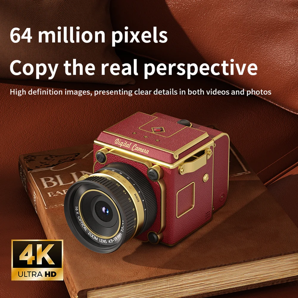 Retro Mini-Digital Camera White-Red Black Green Vintage 64MP 4K Vlogging Camera For Travel Photography Accessories
Retro Mini-Digital Camera White-Red Black Green Vintage 64MP 4K Vlogging Camera For Travel Photography Accessories