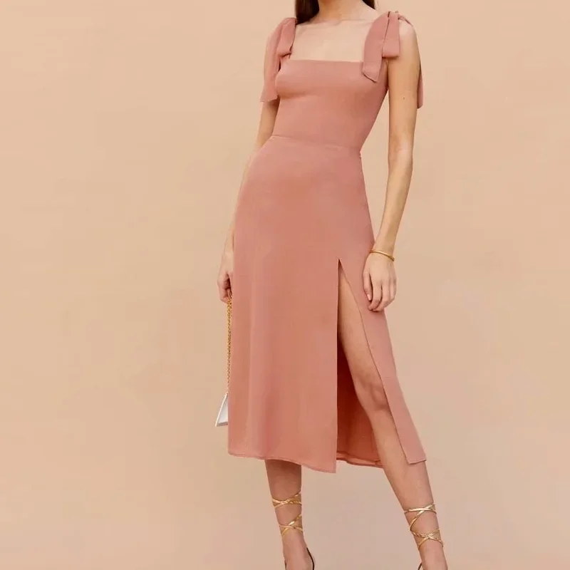 Women's 2024 Summer Retro Tube Top Temperament Strap Suspenders Square Neck Slit Long Skirt A-line Skirt Pink Sexy Chiffon Dress
Women's 2024 Summer Retro Tube Top Temperament Strap Suspenders Square Neck Slit Long Skirt A-line Skirt Pink Sexy Chiffon Dress