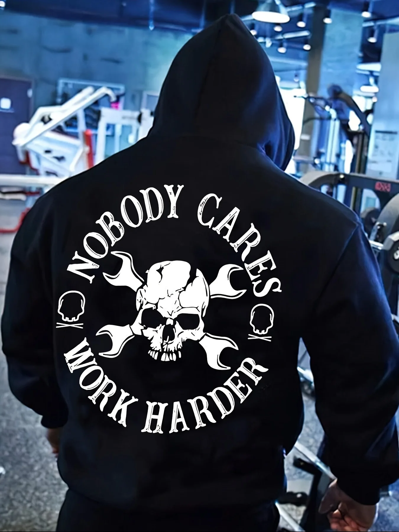 Men's autumn and winter casual fashion loose nobody cares skull print long sleeved hooded sweatshirt warm pullover
Men's autumn and winter casual fashion loose nobody cares skull print long sleeved hooded sweatshirt warm pullover