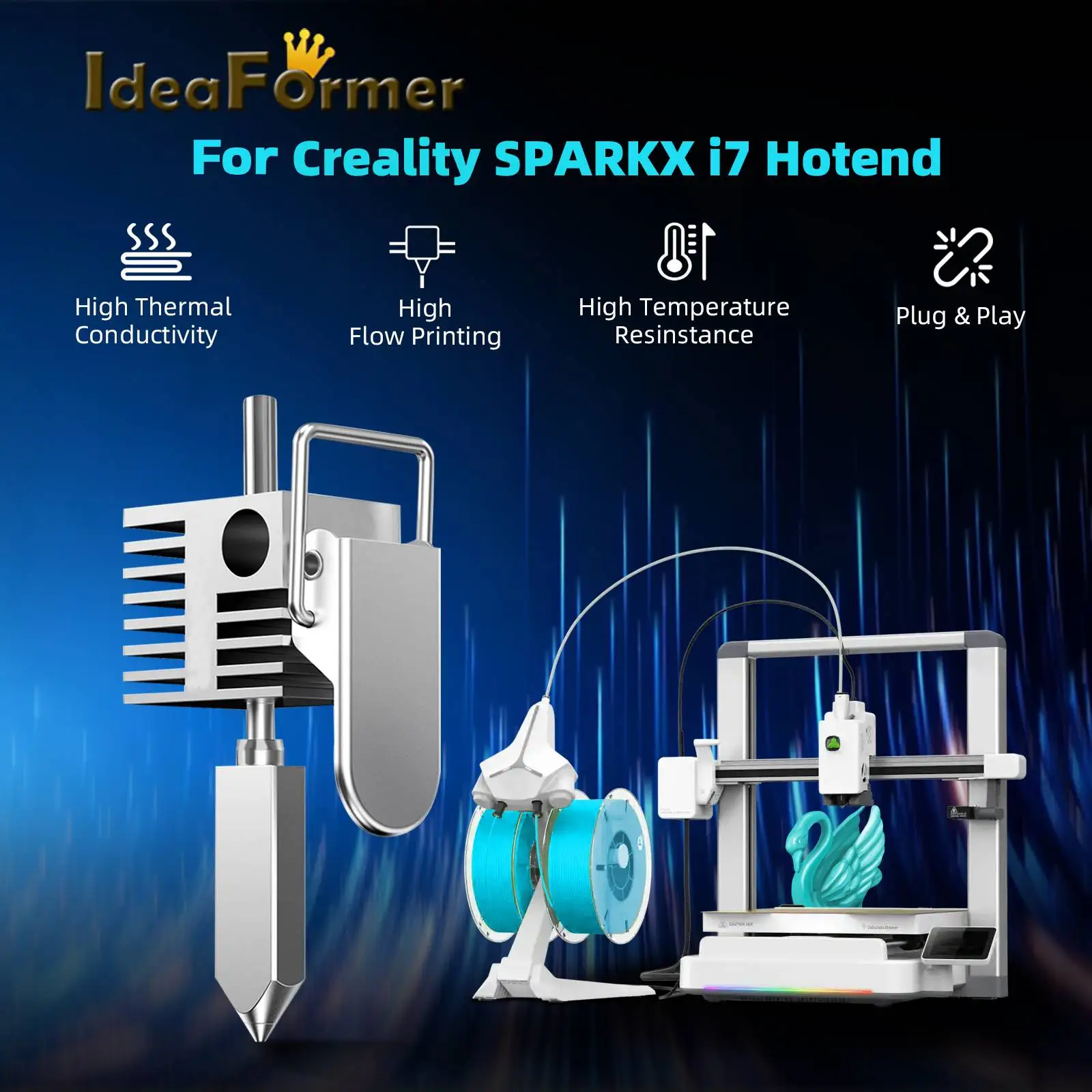 0.4MM SPARKX i7 Hotend All Metal Integrated Print Head with 1PK Silicone Cover for Creality SPARKX i7 3D Printer Extruder
0.4MM SPARKX i7 Hotend All Metal Integrated Print Head with 1PK Silicone Cover for Creality SPARKX i7 3D Printer Extruder