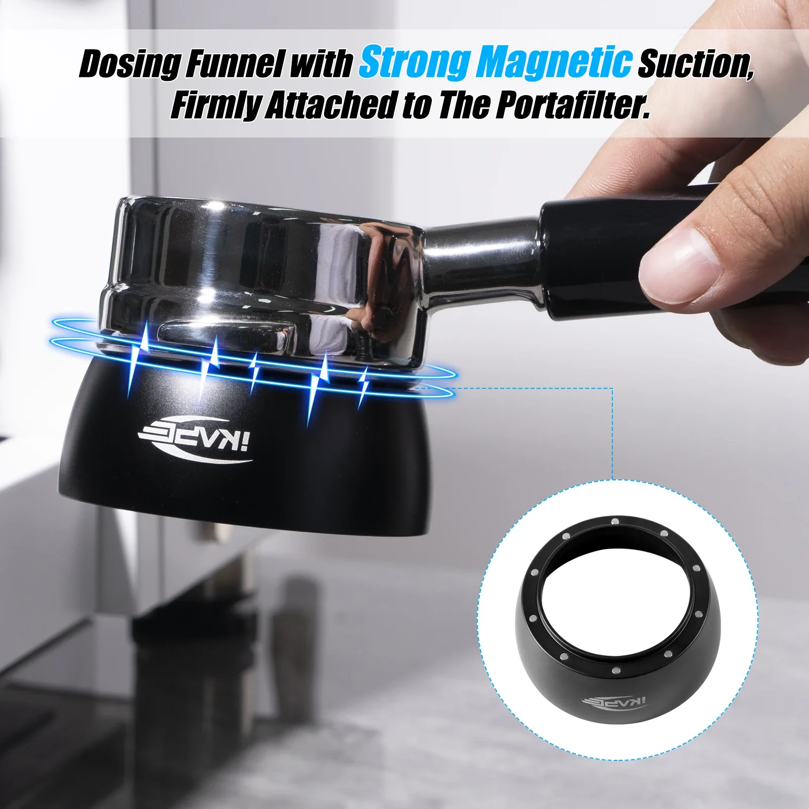 IKAPE Magnetic Dosing Funnel Set, Espresso Dosing Ring & Puck Screen Compatible with 58MM Bottomless Portafilter with 10 Magnet
IKAPE Magnetic Dosing Funnel Set, Espresso Dosing Ring & Puck Screen Compatible with 58MM Bottomless Portafilter with 10 Magnet