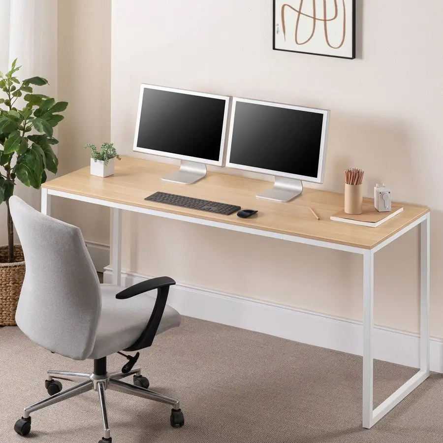 Jennifer 63 Inch White Frame Desk, Computer Workstation, Office Desk, Easy Assembly, Natural
Jennifer 63 Inch White Frame Desk, Computer Workstation, Office Desk, Easy Assembly, Natural