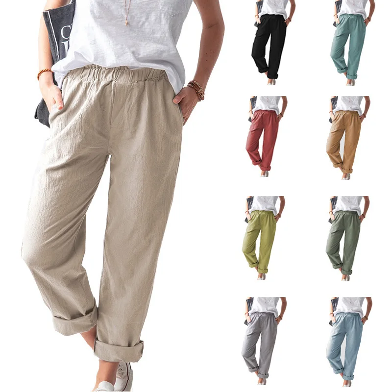 New 2024 Women's Cotton Linen Pants High Waist Elastic Casual Pure Color Long Straight Leg Pants Female Fashion Autumn Collec...
New 2024 Women's Cotton Linen Pants High Waist Elastic Casual Pure Color Long Straight Leg Pants Female Fashion Autumn Collec...