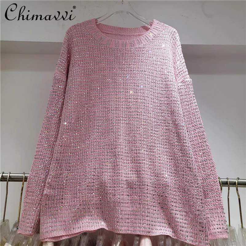 2025 Autumn Clothes New Fashion Round Neck Heavy Rhinestone Loose Long Sleeve Knitted Top Streetwear Women's Pullover Sweater
2025 Autumn Clothes New Fashion Round Neck Heavy Rhinestone Loose Long Sleeve Knitted Top Streetwear Women's Pullover Sweater