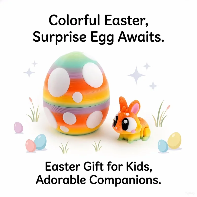Happy Easter 2026 3D Printed Rabbit Eggs Animal Model Toys Cute Home Office Desktop Ornament Easter Decoration Gift for Children
Happy Easter 2026 3D Printed Rabbit Eggs Animal Model Toys Cute Home Office Desktop Ornament Easter Decoration Gift for Children
