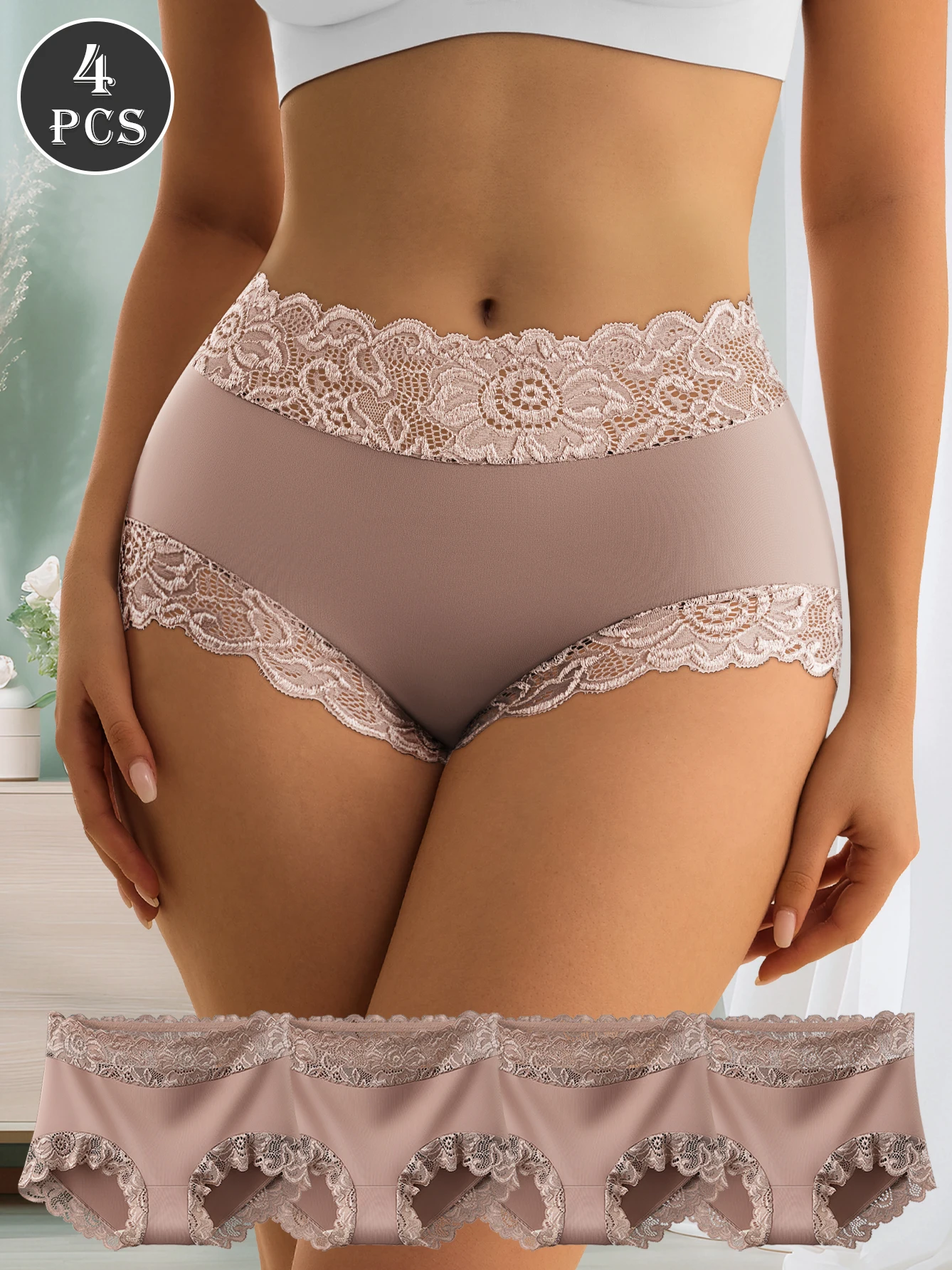 Комплект из 4 женских трусиков со средней посадкой, с кружевной отделкой, невидимые, из мягкой дышащей ткани, комфортные на весь день, не просвечивают под одеждой
Комплект из 4 женских трусиков со средней посадкой, с кружевной отделкой, невидимые, из мягкой дышащей ткани, комфортные на весь день, не просвечивают под одеждой