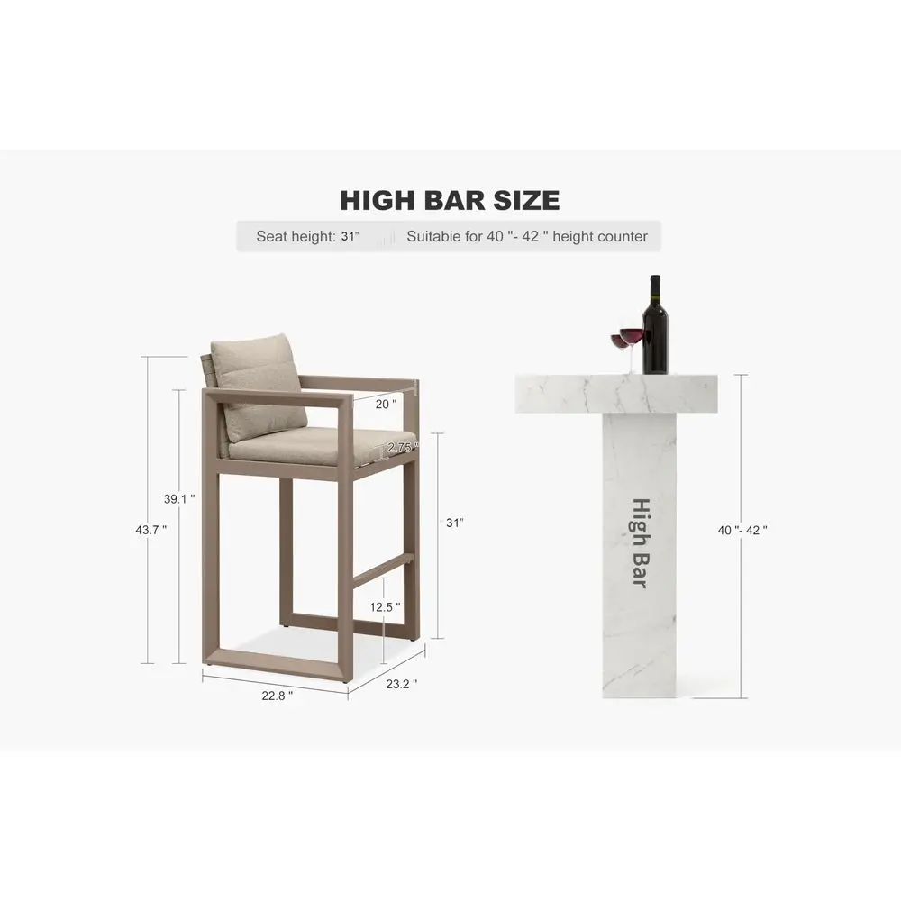 Outdoor Bar Stools Set of 2, 31 Inch Counter Height Patio Chairs with Removable Cushions, Olefin Rope Back, Aluminum Frame for
Outdoor Bar Stools Set of 2, 31 Inch Counter Height Patio Chairs with Removable Cushions, Olefin Rope Back, Aluminum Frame for