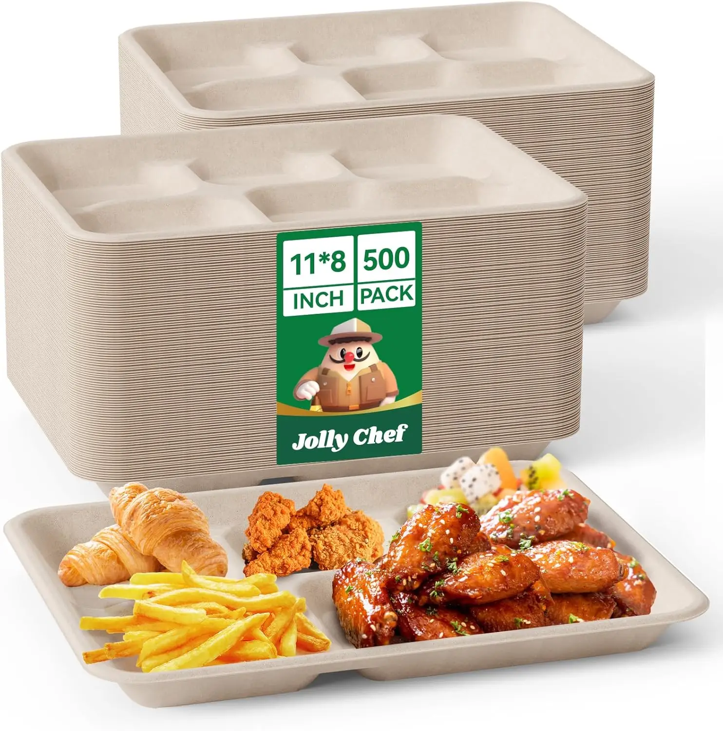 Compostable 5-Compartment Paper Plates 11x8 inch 500 Pack Heavy Duty Disposable Eco-Friendly Biodegradable Food Trays for Party Lunch Dinner
Compostable 5-Compartment Paper Plates 11x8 inch 500 Pack Heavy Duty Disposable Eco-Friendly Biodegradable Food Trays for Party Lunch Dinner