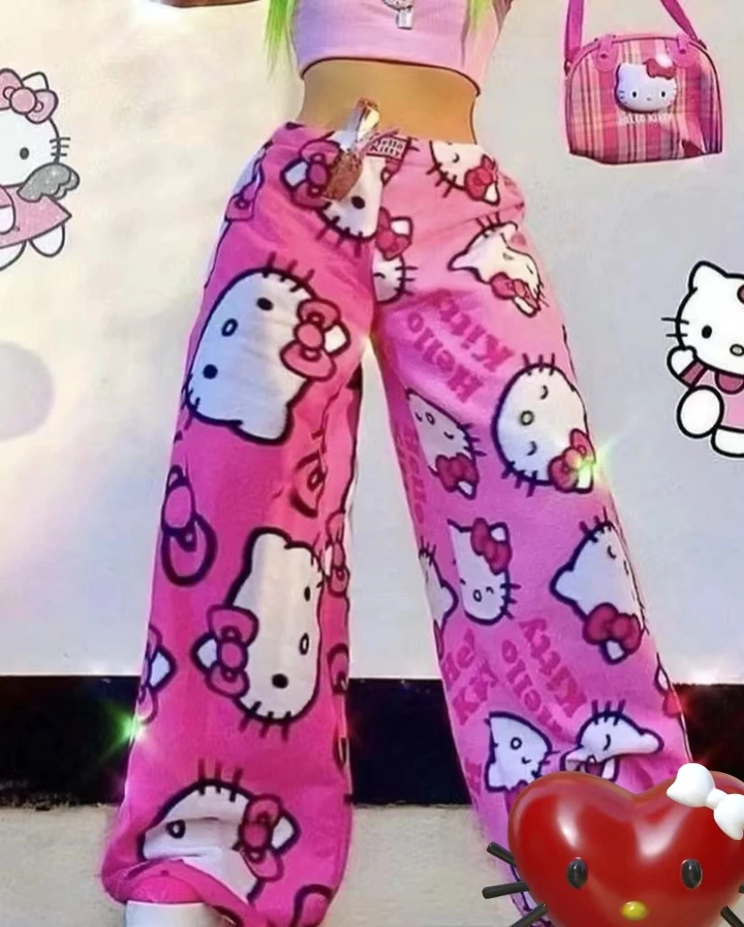 Cute Sanrio Hello Kitty Flannel Pajamas Black Women's Warm Woolen Cartoon Casual Home Pants In Autumn Winter Fashion Trousers
Cute Sanrio Hello Kitty Flannel Pajamas Black Women's Warm Woolen Cartoon Casual Home Pants In Autumn Winter Fashion Trousers