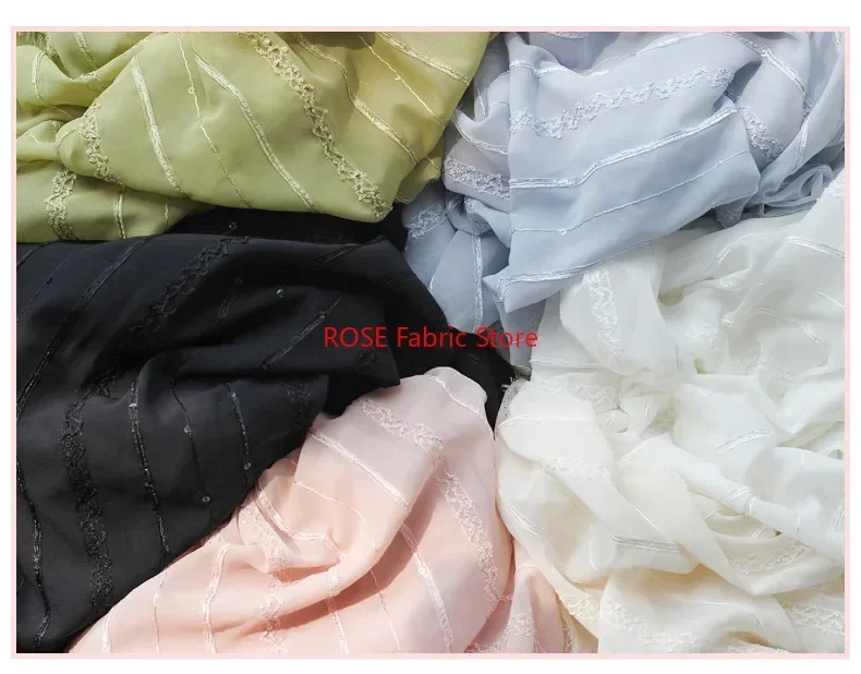 Stripe embroidered chiffon fabric Soft Flowing Flower Fabric for Blouse, Top, Spring Dress, Cheongsam, Curtain, Party Dress
Stripe embroidered chiffon fabric Soft Flowing Flower Fabric for Blouse, Top, Spring Dress, Cheongsam, Curtain, Party Dress