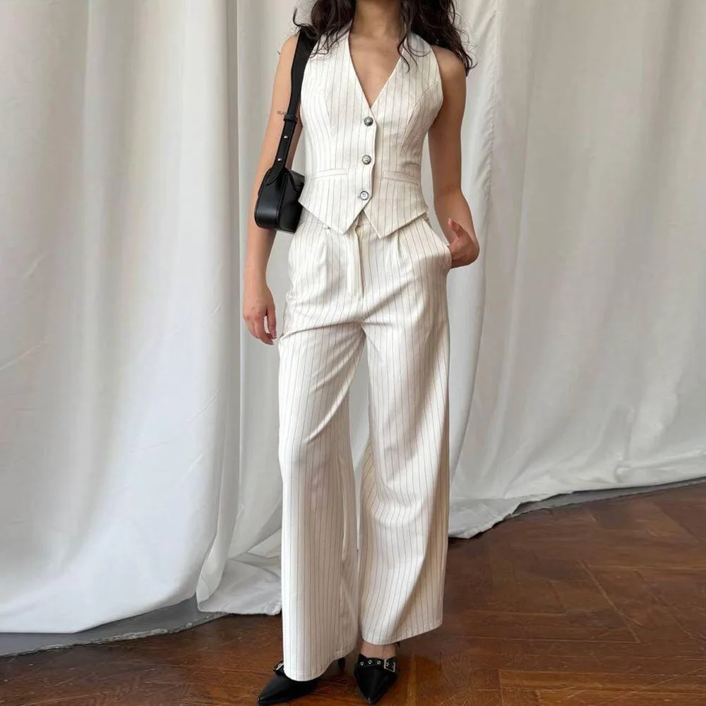 Stripe Women Suits 2 Pieces Vest Pant Formal Occasion Customize Fashion Special Single Breasted Female Clothing Classic Stylish
Stripe Women Suits 2 Pieces Vest Pant Formal Occasion Customize Fashion Special Single Breasted Female Clothing Classic Stylish