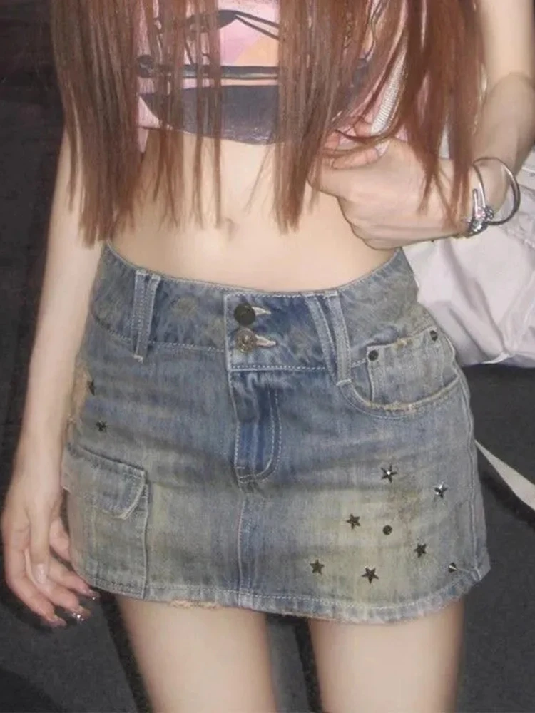 Jmprs Streetwear Slim Y2K Denim Skirts Women High Waist Vintage Star Rivet Mini Skirt American Retro Harajuku Female Sexy Skirt
Jmprs Streetwear Slim Y2K Denim Skirts Women High Waist Vintage Star Rivet Mini Skirt American Retro Harajuku Female Sexy Skirt