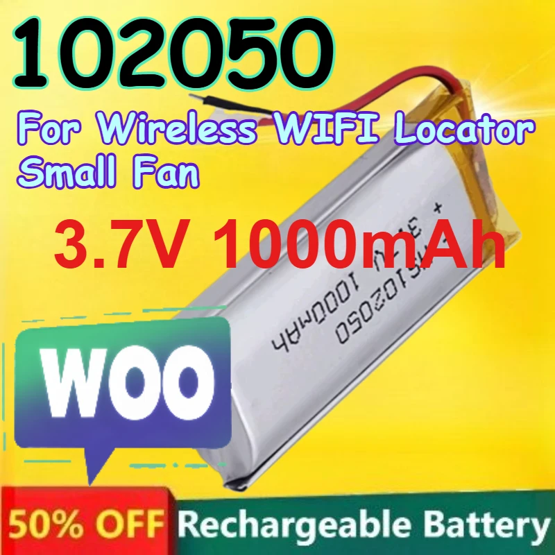 102050 3.7V Lithium Battery 1000mAh Large Capacity for Wireless WIFI Locator Small Fan Built-in Battery Rechargeable
102050 3.7V Lithium Battery 1000mAh Large Capacity for Wireless WIFI Locator Small Fan Built-in Battery Rechargeable