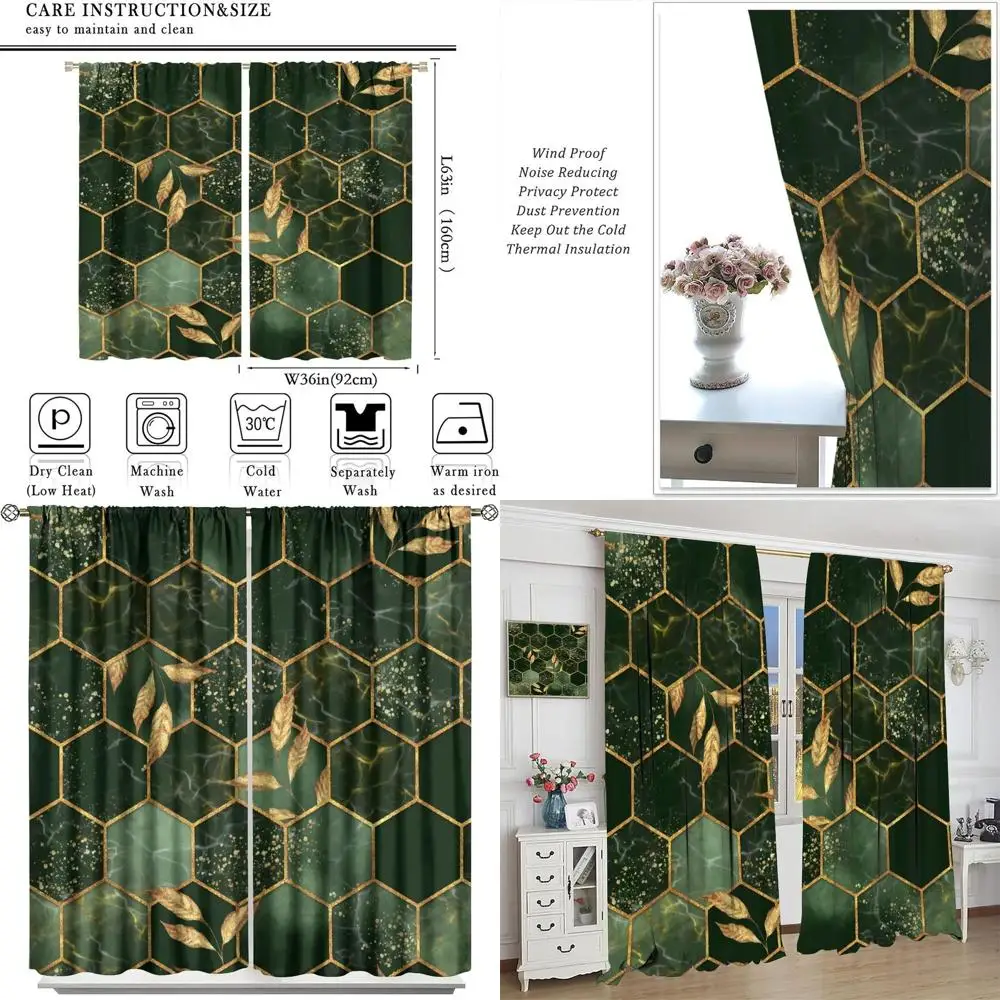 Абстрактные шторы с шестиугольным узором, желтыми листьями и золотой фольгой, 72W x 63L для кухни, офиса, спальни и детской комнаты.
Абстрактные шторы с шестиугольным узором, желтыми листьями и золотой фольгой, 72W x 63L для кухни, офиса, спальни и детской комнаты.