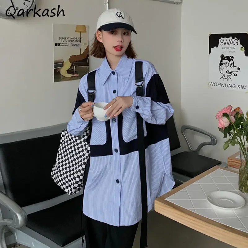 Shirts Women Patchwork Design Cargo Spring Cool Loose Ulzzang Chic Leisure Streetwear College Soft Vintage Tops Femme Blusas New
Shirts Women Patchwork Design Cargo Spring Cool Loose Ulzzang Chic Leisure Streetwear College Soft Vintage Tops Femme Blusas New
