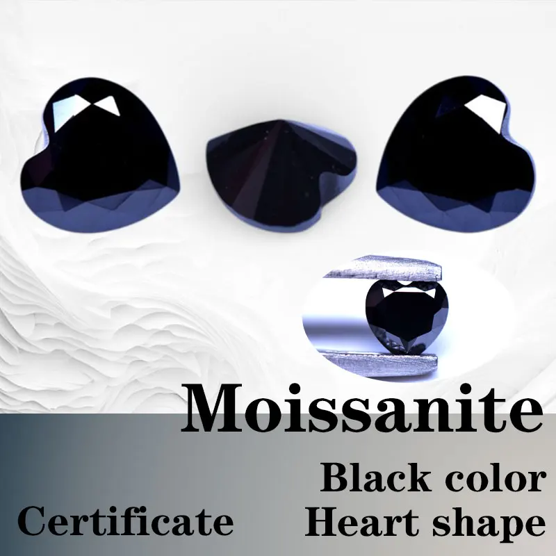 Moissanite Heart Cut VVS1 Synthetic Gemstone Black Color with Certificate Hand Cutting
Moissanite Heart Cut VVS1 Synthetic Gemstone Black Color with Certificate Hand Cutting