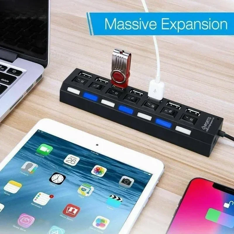 Splitter For Computer Laptop USB HUB USB Switch Hub 2.0 Adapter High Speed Multi 7 Ports Hub USB On Off Portable
Splitter For Computer Laptop USB HUB USB Switch Hub 2.0 Adapter High Speed Multi 7 Ports Hub USB On Off Portable