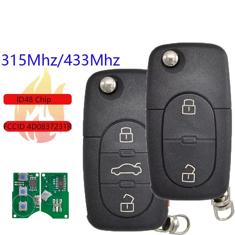 4D0837231R 433MHz ID48 Chip Smart Remote Key for Audi A3 A4 A6 A8 RS6 Allroad Quattro 2000-2005 Car Keyless Entry Fob
4D0837231R 433MHz ID48 Chip Smart Remote Key for Audi A3 A4 A6 A8 RS6 Allroad Quattro 2000-2005 Car Keyless Entry Fob