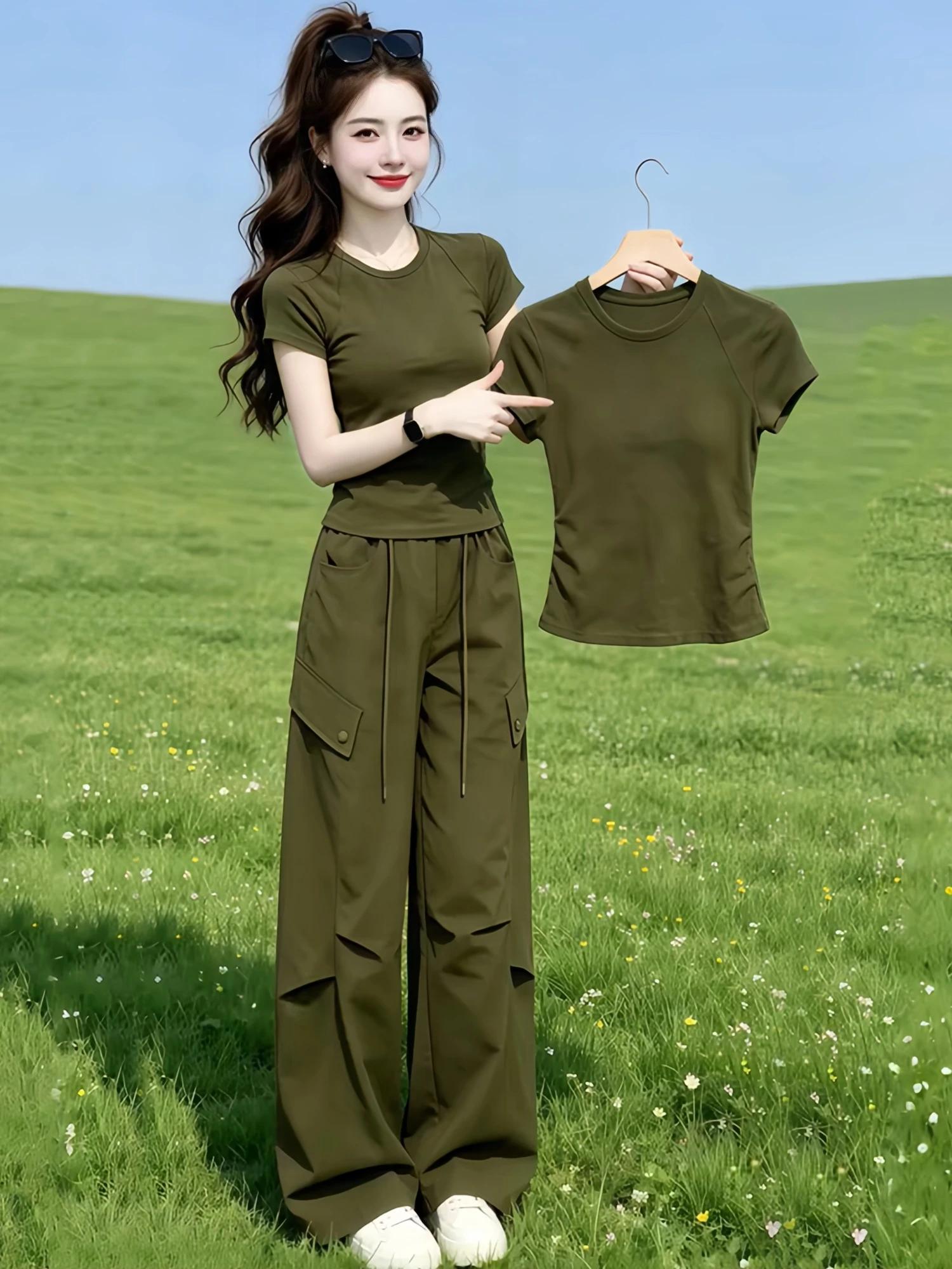 Casual Style Women's Two-Piece Set Slim Fit Short Sleeve T-Shirt Wide Leg Pants Spring Summer Fashion Outfit High Waist
Casual Style Women's Two-Piece Set Slim Fit Short Sleeve T-Shirt Wide Leg Pants Spring Summer Fashion Outfit High Waist