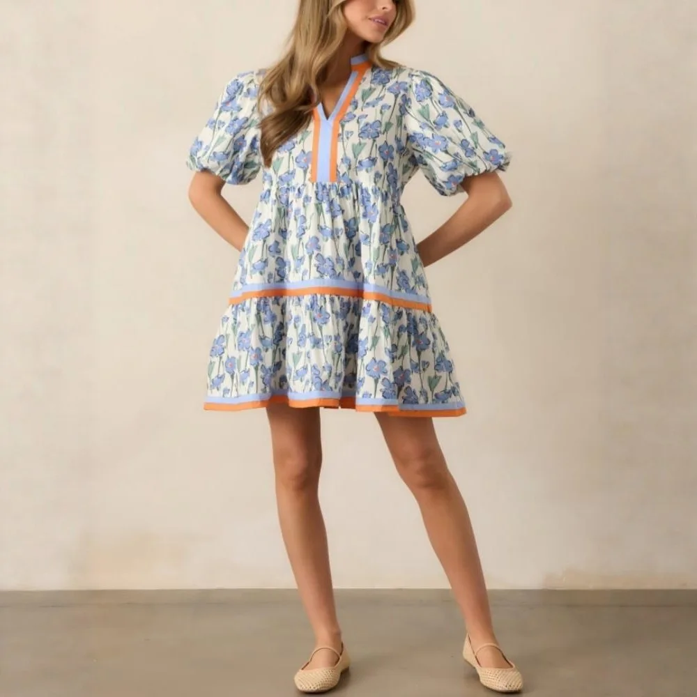 2026 New Fashion Printed Ruffled Lantern Sleeve dresses Women Summer Casual Loose Bohemian Vacation V-Neck Mini Dress for Women
2026 New Fashion Printed Ruffled Lantern Sleeve dresses Women Summer Casual Loose Bohemian Vacation V-Neck Mini Dress for Women