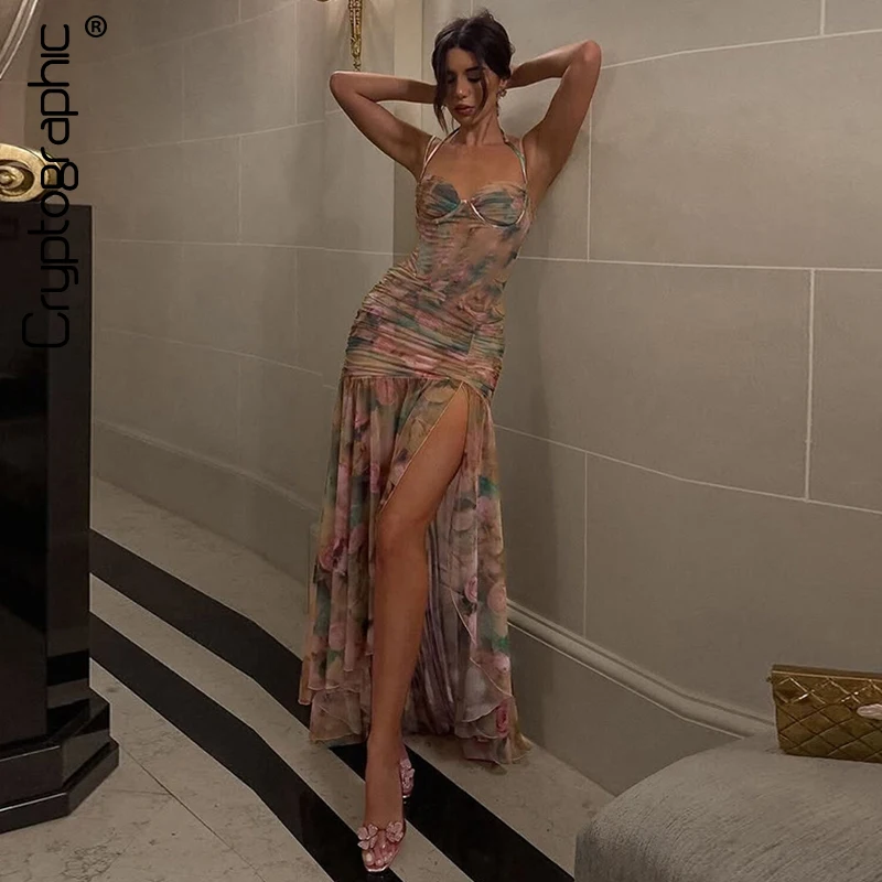 Cryptographic Fashion Print Mesh Maxi Dress for Women Ruched Club Party Evening Outfits See Through Halter Backless Dresses Gown
Cryptographic Fashion Print Mesh Maxi Dress for Women Ruched Club Party Evening Outfits See Through Halter Backless Dresses Gown