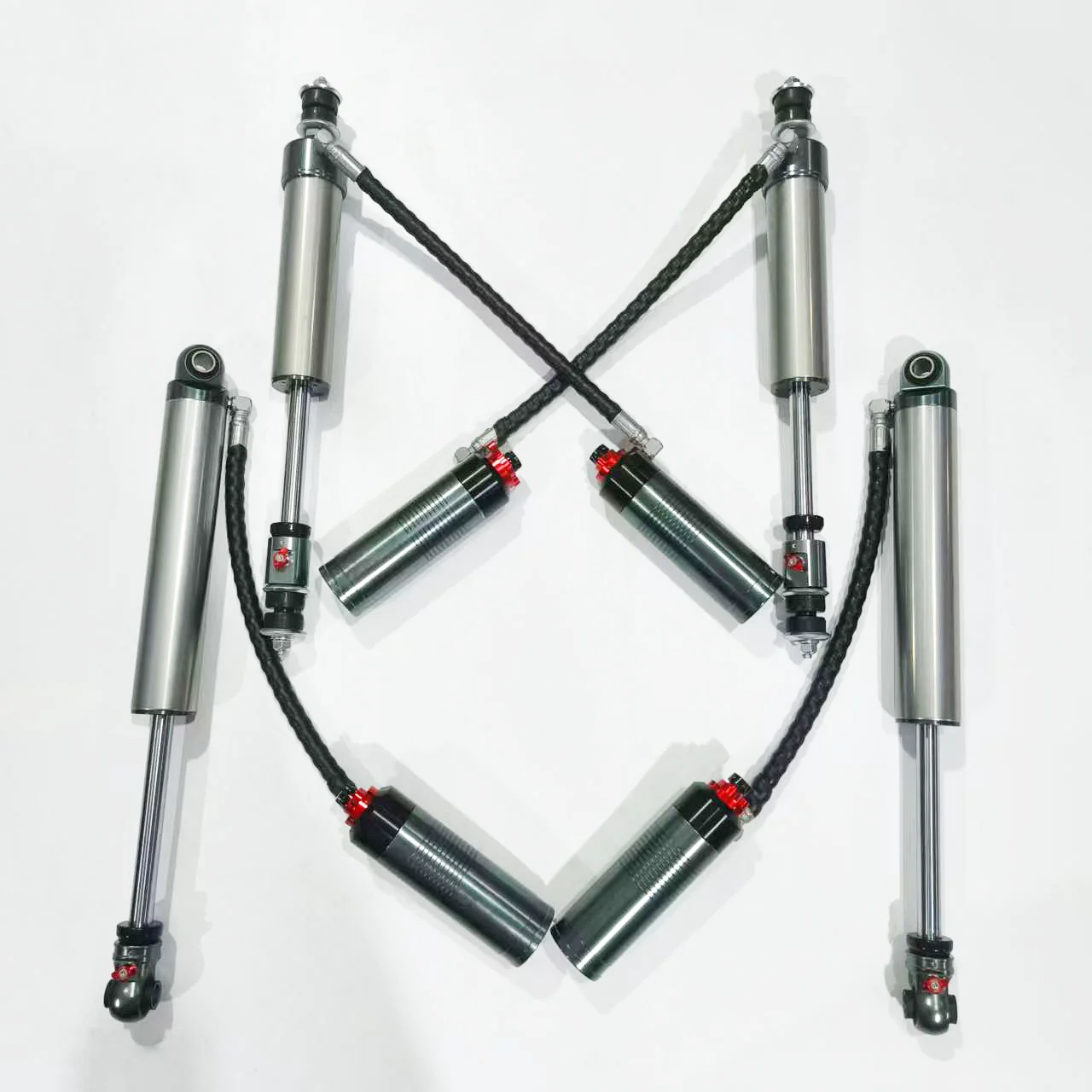 LC79 Dual Adjustable Compression Rebound Shock Absorbers High-Low Speed 2-Inch Lift with Front Rear 2.5-Inch Diameter Pipes
