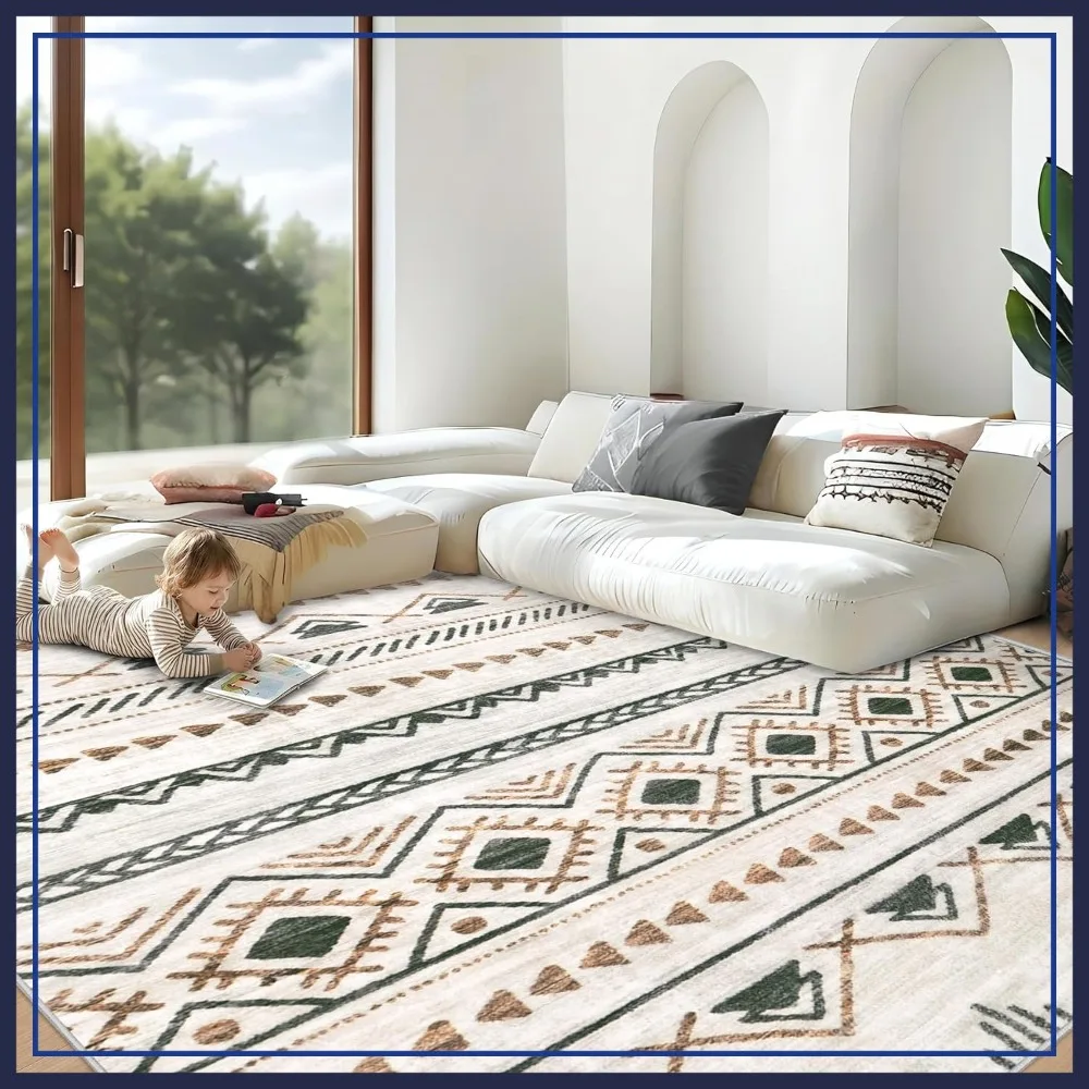 Large 8x10 Boho Geometric Rug, Non-Slip Washable Area Rug for Living Room Bedroom, Soft Floor Carpet, Brown Green
Large 8x10 Boho Geometric Rug, Non-Slip Washable Area Rug for Living Room Bedroom, Soft Floor Carpet, Brown Green