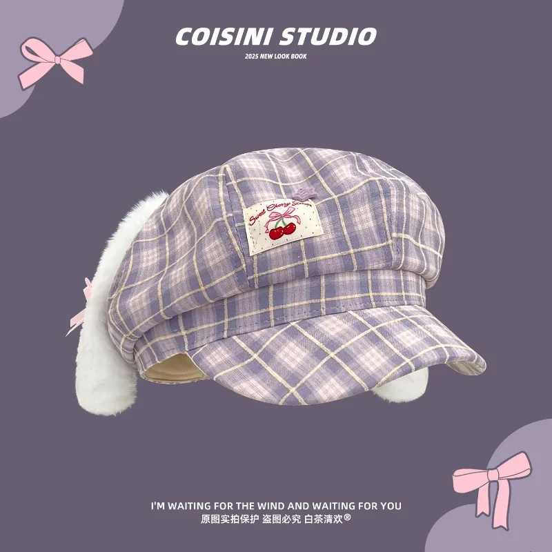 Korean Version of Cute Plush Rabbit Ear Plaid Octagonal Newsboy Cap Spring and Autumn Versatile Sunshade Berets for Women's
Korean Version of Cute Plush Rabbit Ear Plaid Octagonal Newsboy Cap Spring and Autumn Versatile Sunshade Berets for Women's