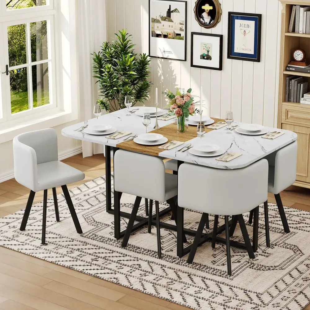 Dining Table Set for 6,Modern Dining Table Set for 6 with Cushioned Chairs,59 White Faux Marble Kitchen Table Set for Home, Apa
Dining Table Set for 6,Modern Dining Table Set for 6 with Cushioned Chairs,59 White Faux Marble Kitchen Table Set for Home, Apa